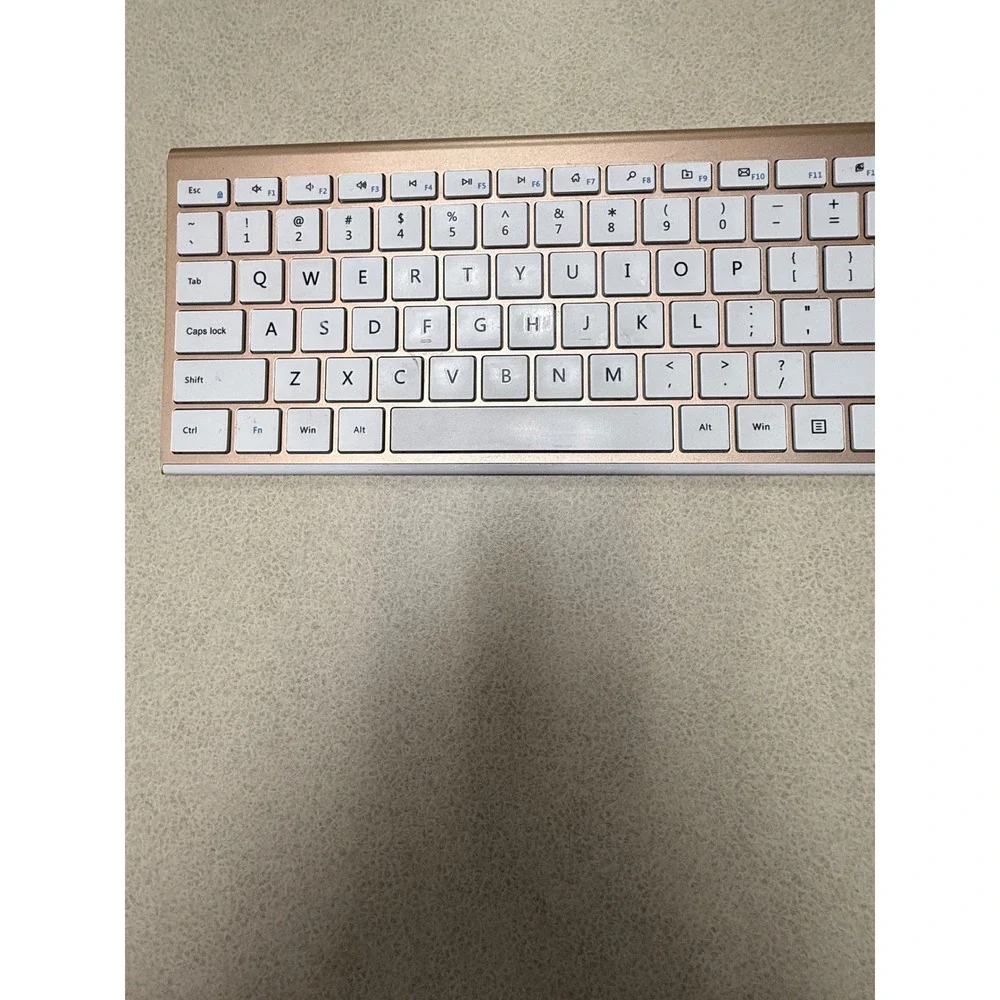 Rose Gold Wireless Slim Keyboard Full Size Rechargeable White Keys N-270